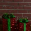 Christmas Warehouse Glittered Red Mesh 3D Gift Boxes With Bow & Warm White Led Lights - 30Cm> Christmas Light Displays - 3D