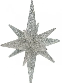 Christmas Warehouse Glittered Silver 3D Star Of Bethlehem Christmas Tree Hanging Decoration - 14Cm> Hanging Decorations - Individual