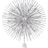 Christmas Warehouse Glittered Silver Starburst Christmas Tree Topper Decoration - 38Cm> Tree Top Decorations