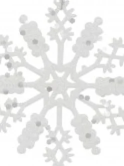 Christmas Warehouse Glittered Thin White Snowflake Christmas Tree Hanging Decorations - 12 X 10Cm><noscript><img width=