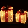 Christmas Warehouse Glittered White Mesh 3D Gift Boxes With Bow & Warm White Led Lights - 30Cm> Christmas Light Displays - 3D