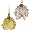 Christmas Warehouse Gold & Light Rose Gold Mistletoe Leaves Tree Hanging Decorations - 2 X 12Cm> Hanging Decorations - Packs