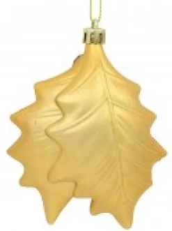 Christmas Warehouse Gold & Light Rose Gold Mistletoe Leaves Tree Hanging Decorations - 2 X 12Cm><noscript><img width=