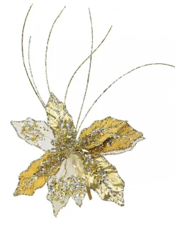 Christmas Warehouse Gold & Platinum Cactus Flower Decorative Christmas Floral Pick - 25Cm> Christmas Picks