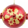 Christmas Warehouse Gold Antique Holly Red Bauble Christmas Tree Hanging Decoration - 11Cm> Hanging Decorations - Individual