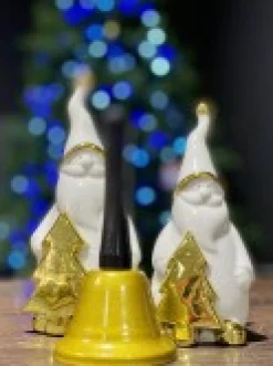 Christmas Warehouse Gold Functioning Santa Bell Christmas Accessory - 13Cm> General Accessories