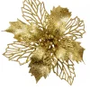 Christmas Warehouse Gold Glitter Petal & Leaf Poinsettia Decorative Christmas Flower Pick - 18Cm> Christmas Picks