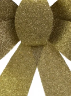 Christmas Warehouse Gold Glitter Pvc Christmas Tree Bow Decoration - 24Cm> Christmas Bows