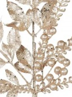 Christmas Warehouse Gold Glittered Leaves, Berries & Eucalyptus Christmas Spray Stem - 54Cm><noscript><img width=