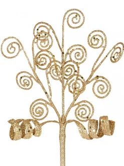 Christmas Warehouse Gold Glittered Swirls Decorative Christmas Spray Pick - 19Cm> Christmas Picks