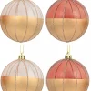 Christmas Warehouse Gold With Rose Gold Or Clear & Gold Glitter Lines Christmas Baubles - 4 X 80Mm> Bauble Packs
