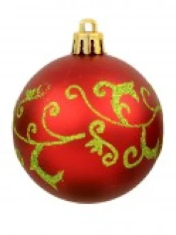 Christmas Warehouse Green & Red Christmas Baubles With 4 Glitter Designs & Shiny - 9 X 60Mm><noscript><img width=