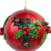 Christmas Warehouse Green Antique Holly Red Bauble Christmas Tree Hanging Decoration - 11Cm> Hanging Decorations - Individual