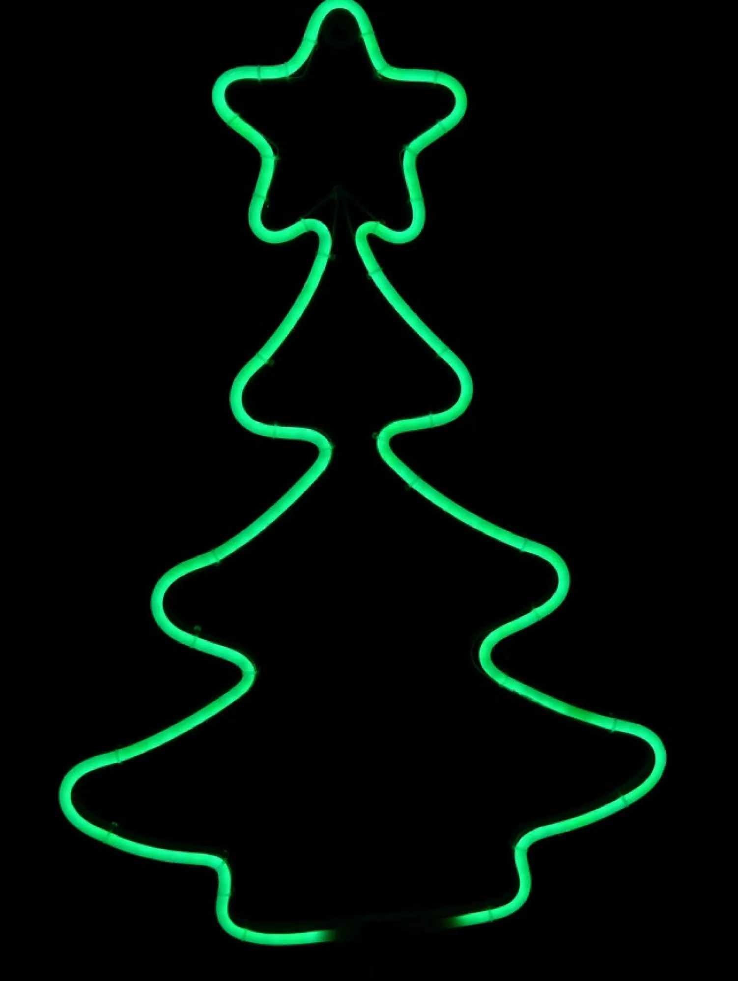 Christmas Warehouse Green Christmas Tree & Star Neon Flex Rope Light Silhouette - 60Cm> Christmas Light Displays