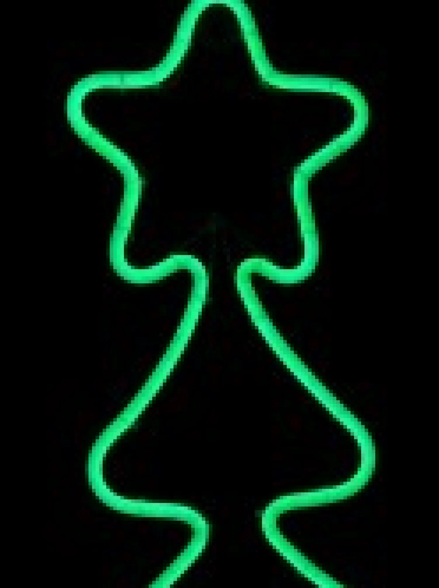 Christmas Warehouse Green Christmas Tree & Star Neon Flex Rope Light Silhouette - 60Cm> Christmas Light Displays