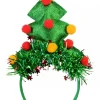 Christmas Warehouse Green Christmas Tree Headband With Tinsel, Balls & Star - One Size Fits Most> General Headwear