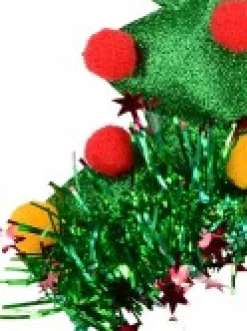 Christmas Warehouse Green Christmas Tree Headband With Tinsel, Balls & Star - One Size Fits Most><noscript><img width=