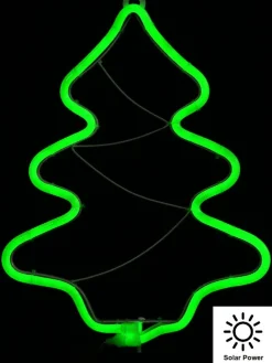 Christmas Warehouse Green Neon Flex Christmas Tree Outdoor Solar Powered Path Light - 32Cm> Path Lights