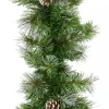 Christmas Warehouse Green Pine Needle Garland With Pine Cones & 180 Silver Glitter Tips - 2.7M> Christmas Garlands