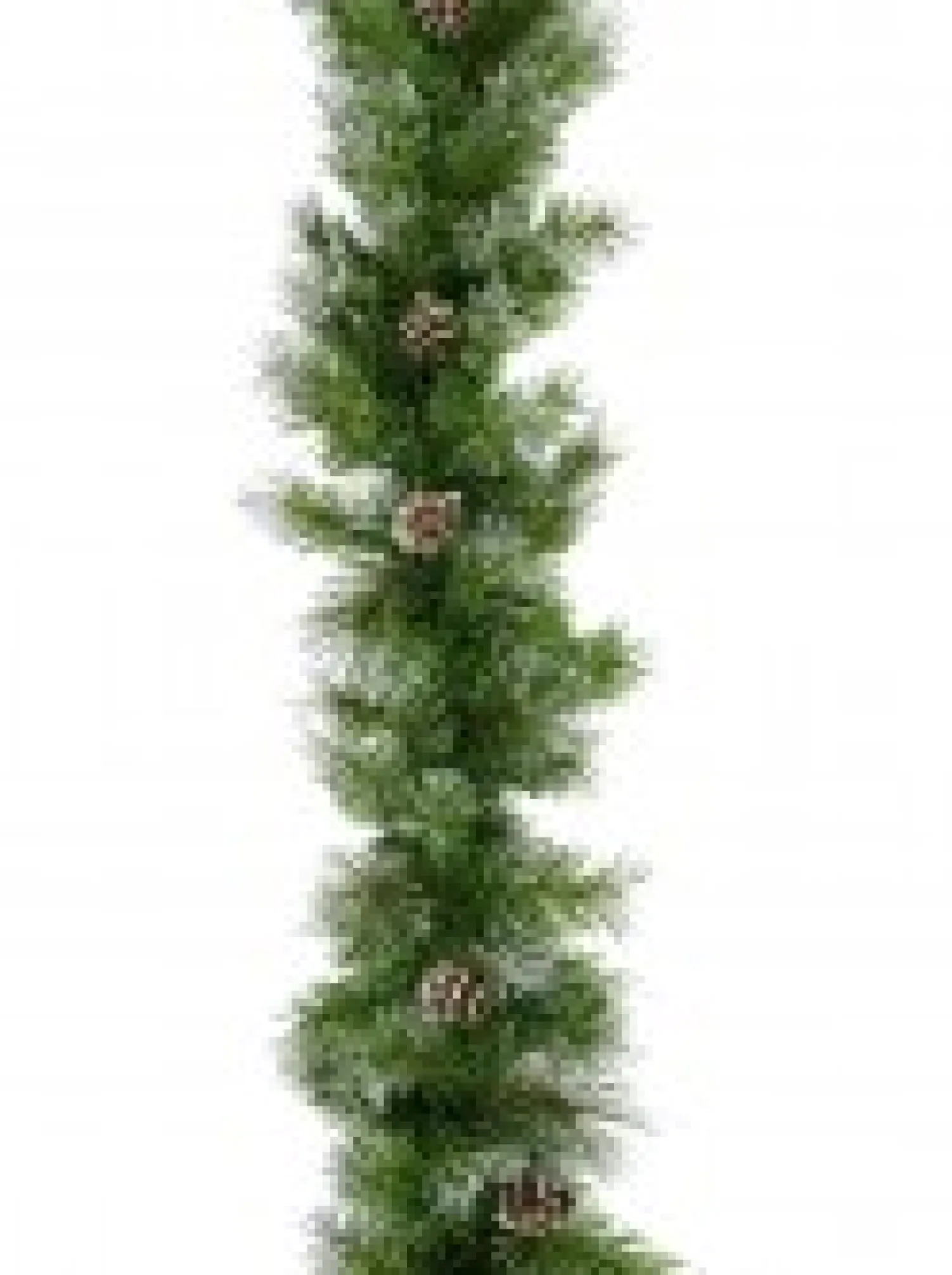 Christmas Warehouse Green Pine Needle Garland With Pine Cones & 180 Silver Glitter Tips - 2.7M> Christmas Garlands