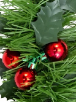Christmas Warehouse Holly Leaf & Red Metallic Berry Clusters Pine Christmas Tinsel Garland - 5M> Tinsel