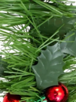 Christmas Warehouse Holly Leaf & Red Metallic Berry Clusters Pine Christmas Tinsel Garland - 5M><noscript><img width=