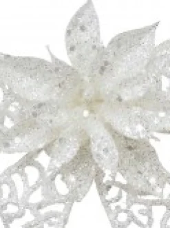 Christmas Warehouse Iridescent Mesh Look Ribbon Bow & Poinsettia Christmas Decoration - 15Cm> Christmas Bows