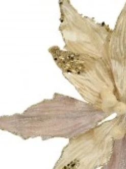 Christmas Warehouse Ivory Velour Sequin & Dew Petals Decorative Christmas Flower Pick - 25Cm> Christmas Picks