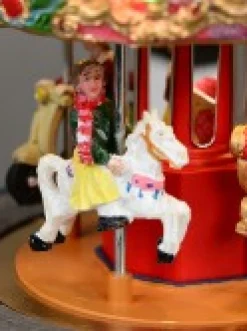 Christmas Warehouse Kids Enjoying A Winter Fun Park Merry-Go-Round Christmas Village Scene - 23Cm><noscript><img width=
