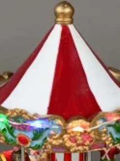 Christmas Warehouse Kids Enjoying A Winter Fun Park Merry-Go-Round Christmas Village Scene - 23Cm><noscript><img width=