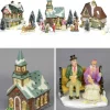 Christmas Warehouse Large Christmas Village Scene With Church, Shops & Figurines - 17 Piece> Christmas Village Scenes