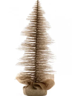 Christmas Warehouse Large Glittered Champagne Spiral Pine Needle Christmas Table Top Tree - 30Cm> Table Top Christmas Trees