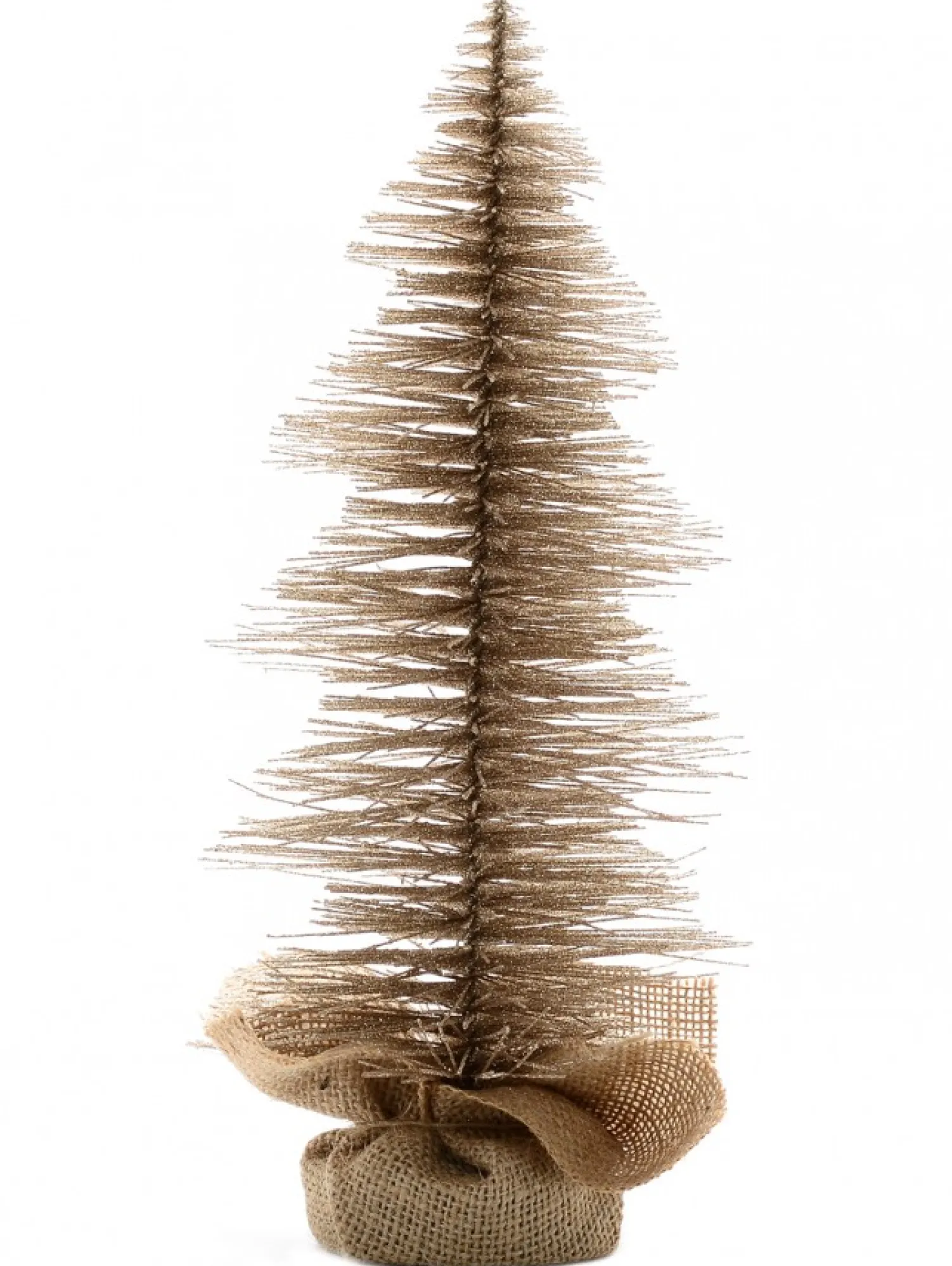 Christmas Warehouse Large Glittered Champagne Spiral Pine Needle Christmas Table Top Tree - 30Cm> Table Top Christmas Trees