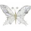 Christmas Warehouse Large Platinum Butterfly With Sheer Wings Decorative Christmas Pick - 32Cm> Christmas Picks