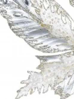 Christmas Warehouse Large Platinum Butterfly With Sheer Wings Decorative Christmas Pick - 32Cm> Christmas Picks