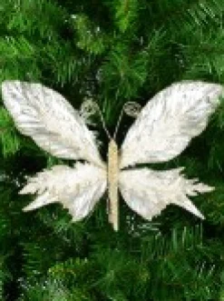 Christmas Warehouse Large Platinum Butterfly With Sheer Wings Decorative Christmas Pick - 32Cm><noscript><img width=