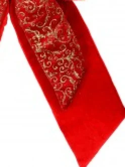 Christmas Warehouse Large Red Felt Double Bow With Gold Glitter Pattern Display Decoration - 48Cm><noscript><img width=