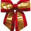 Christmas Warehouse Large Red Velvet Bow With Shiny Gold Stripe Display Decoration - 45Cm> Christmas Bows