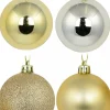 Christmas Warehouse Light Gold Metallic & Gold Glitter, Matte & Metallic Baubles - 12 X 60Mm> Bauble Packs