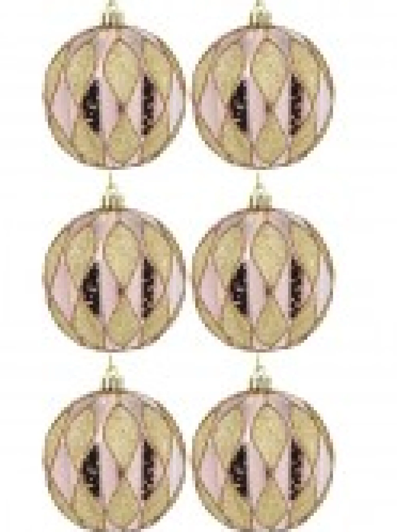 Christmas Warehouse Light Pink Christmas Baubles With Gold Geometric Textured Pattern - 6 X 60M> Bauble Packs