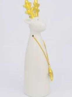 Christmas Warehouse Modern Chic Look Large Gloss Reindeer Ceramic Christmas Ornament - 25Cm><noscript><img width=