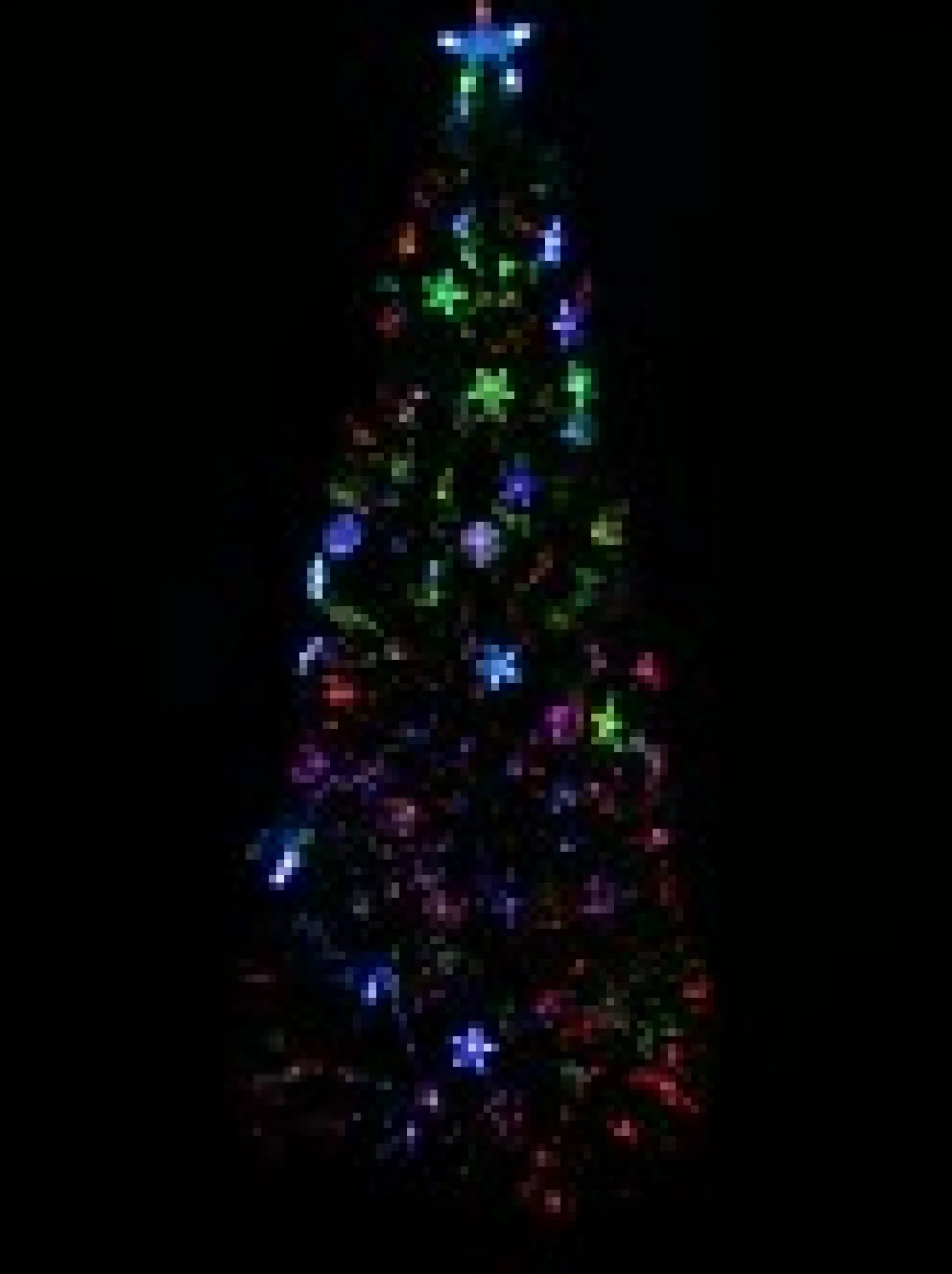 Christmas Warehouse Multi Colour Fibre Optic Christmas Tree With Baubles, Led Stars & 90 Tips - 90Cm> Fibre Optic Christmas Trees