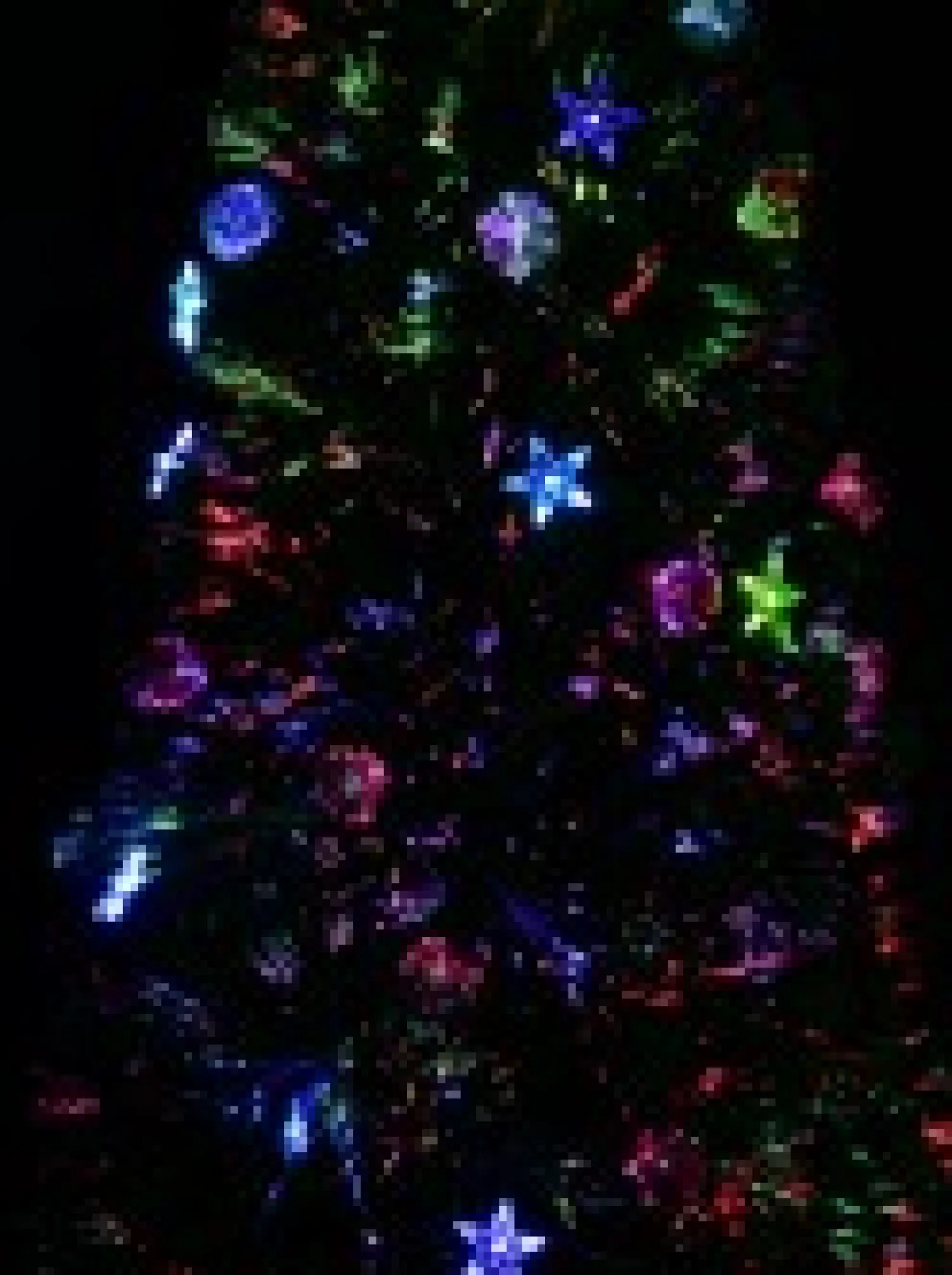 Christmas Warehouse Multi Colour Fibre Optic Christmas Tree With Baubles, Led Stars & 90 Tips - 90Cm> Fibre Optic Christmas Trees