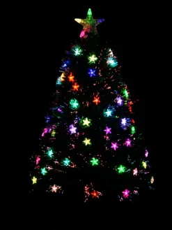 Christmas Warehouse Multi Colour Fibre Optic Christmas Tree With 85 Tips & Led Stars - 90Cm> Fibre Optic Christmas Trees