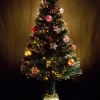 Christmas Warehouse Multi Colour Fibre Optic Christmas Tree With Baubles, Stars & 100 Tips - 90Cm> Fibre Optic Christmas Trees
