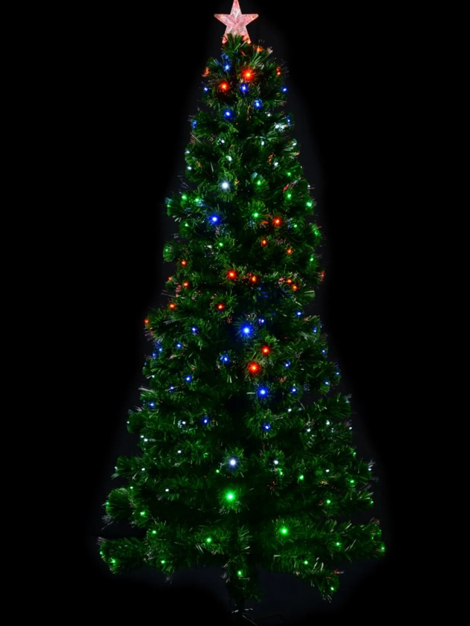 Christmas Warehouse Multi Colour Led & Fibre Optic Christmas Tree With 200 Tips & Bulbs - 1.8M> Fibre Optic Christmas Trees