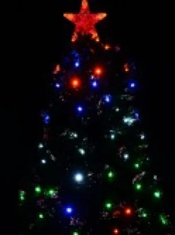 Christmas Warehouse Multi Colour Led & Fibre Optic Christmas Tree With 200 Tips & Bulbs - 1.8M><noscript><img width=