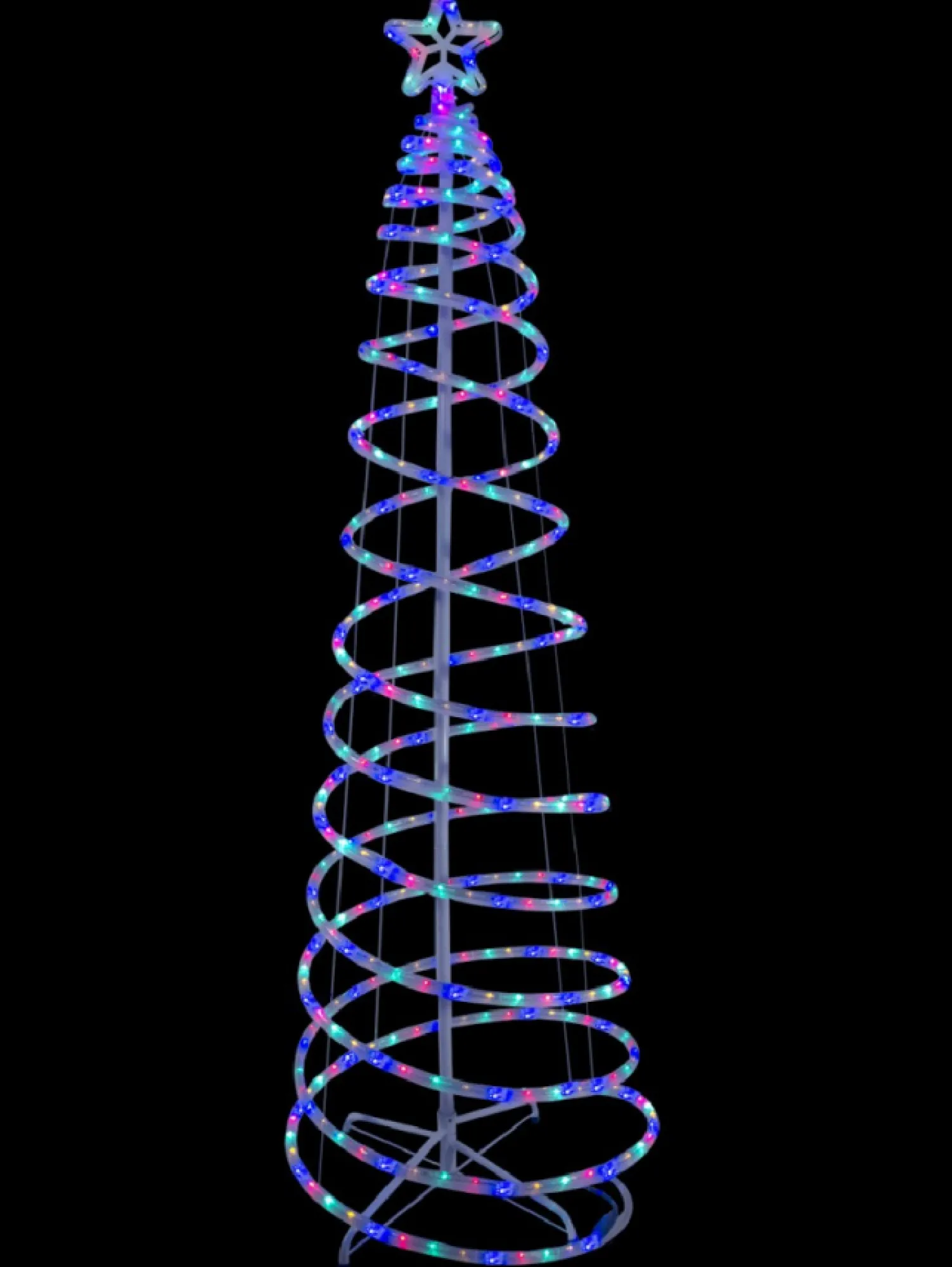 Christmas Warehouse Multi Colour Led Rope Light 3D Spiral Outdoor Christmas Tree - 1.8M> Christmas Light Displays - 3D