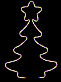 Christmas Warehouse Multi Fluro Colour Christmas Tree Neon Christmas Light Silhouette - 58Cm> Christmas Light Displays