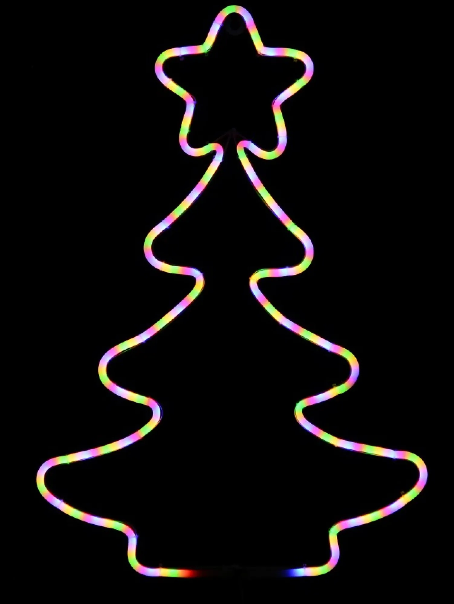 Christmas Warehouse Multi Fluro Colour Christmas Tree Neon Christmas Light Silhouette - 58Cm> Christmas Light Displays